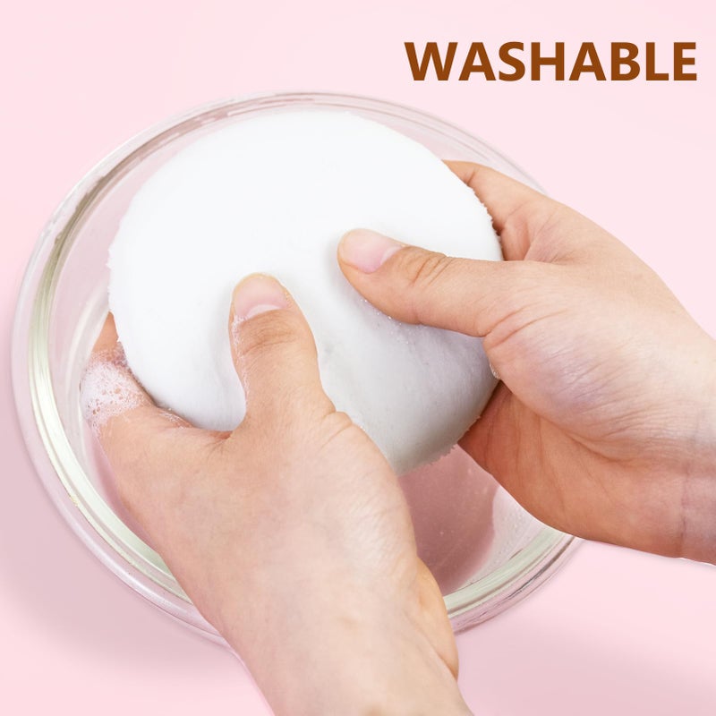 Waybas 5 عبوات من بودرة الجسم الكبيرة جداً وعلبة، كرات قطنية ناعمة بقطر 4.13 بوصة مع علبة دائرية قابلة للغسل للنساء والأطفال للوجه وبودرة الجسم السائبة - Image 4